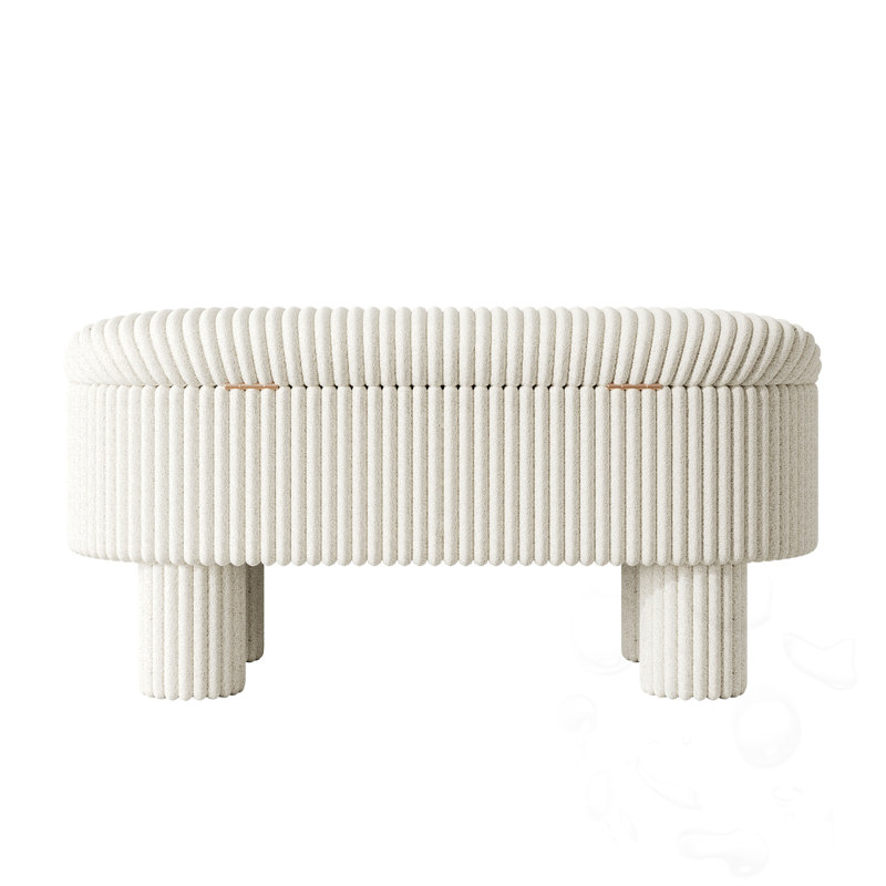 Banc de rangement rembourré avec couvercle relevable, Beige