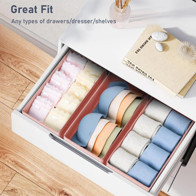 Drawer Organizer For Clothes - Underwear, Socks, Bras, Ties, Belts & Baby Items - Set Of 9 Drawer Dividers With Open-Box Design For Dresser & Wardrobe Storage