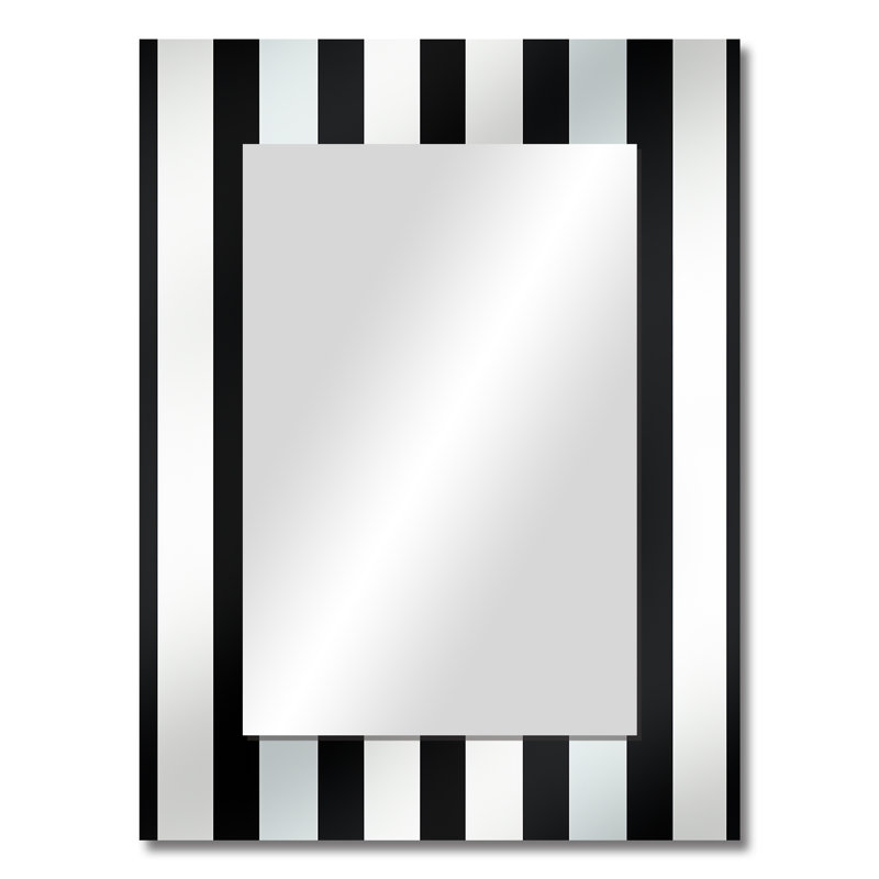 Karpinski noir et blanc rayé harmonie - miroir mural décoratif rayé, miroir moderne, impression d'art en métal, 32 po x 24 po