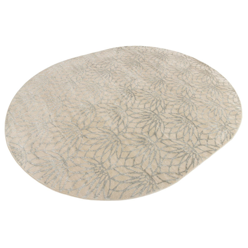 Tapis contemporain blanc cassé Alyciana, Ovale 7 pi 10 po x 10 pi