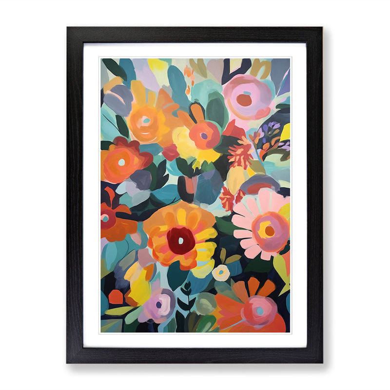 Modern Flowers Orphism Vol.6 - Picture Frame Print, Black, 46cm H x 34cm W x 2cm D