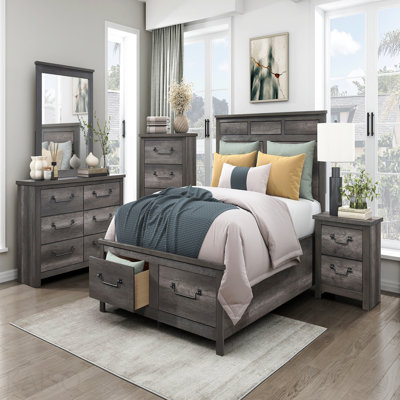 Commode de rangement grise 4 tiroirs 1 pièce