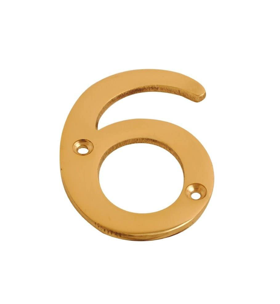 3 inch Brass Door Polished Screw On Front Door Numeral with Fixing Screws for uPVC, Wooden & Composite Exterior Doors