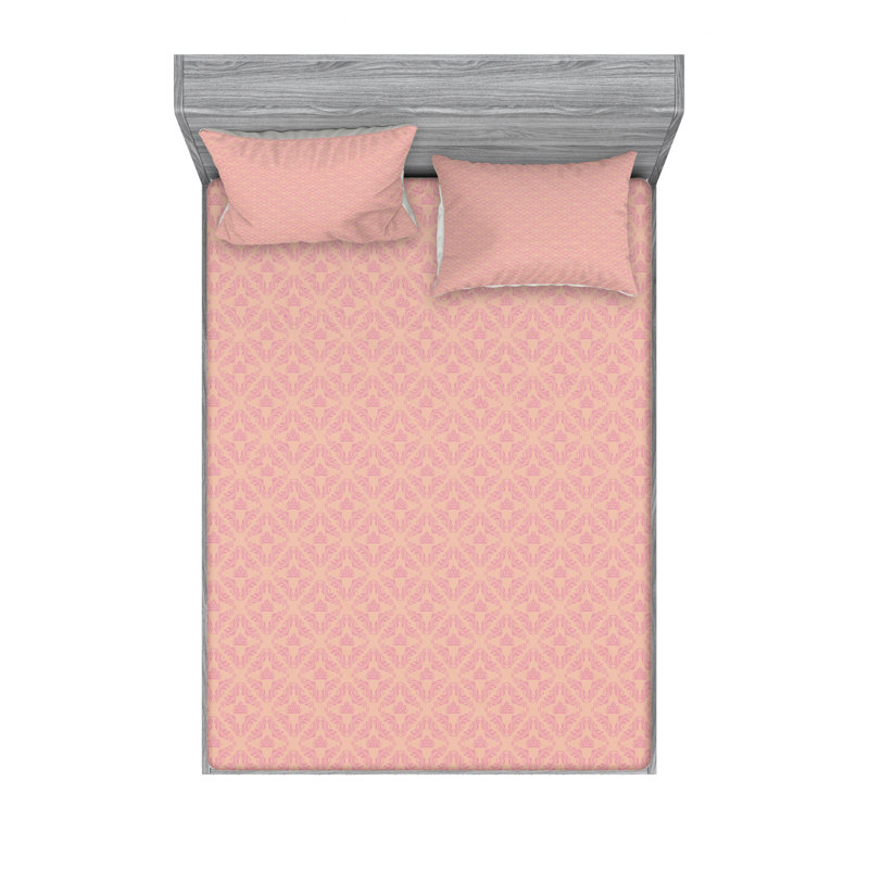 Microfiber Damask Sheet Set, Full Sheet Set with Fitted Sheet