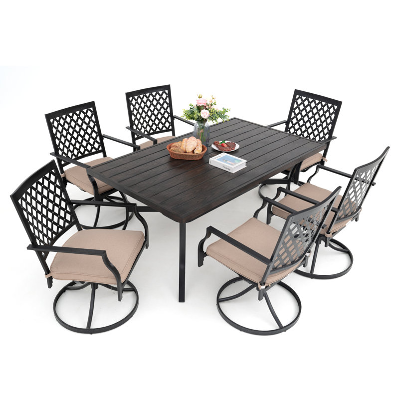 6 - Person Patio Dining Set with Rectangular Table , Cushions Included