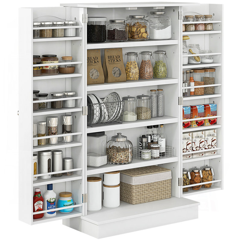 Armoire de cuisine avec étagère à 5 niveaux, 12 étagères à épices