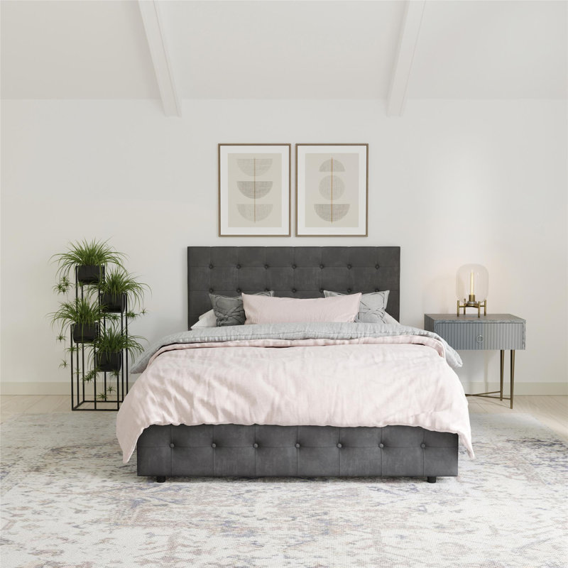 Morphis Upholstered Storage Bed, Queen, Grey Velvet