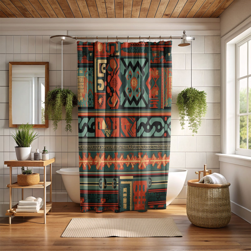 Motifs Indigènes - Rideau de douche Premium, H 74 po x l 71 po