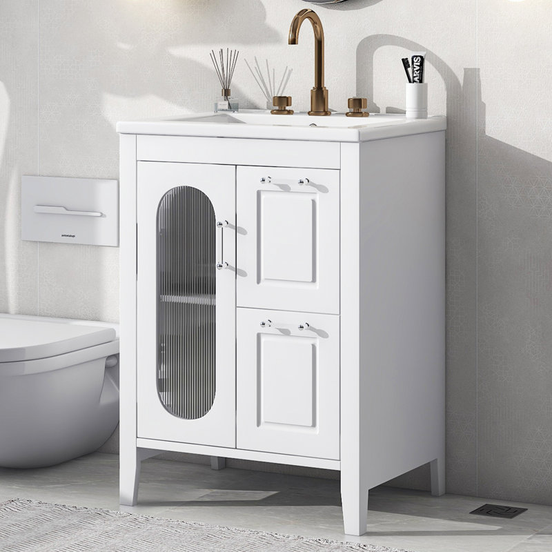 Meuble-lavabo 24 po avec lavabo, Blanc