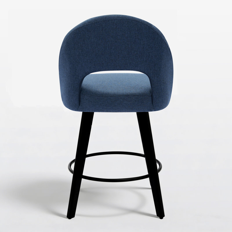 Tabouret de bar et de comptoir pivotant 26 po avec structure en bois massif, 3 chaises , Bleu