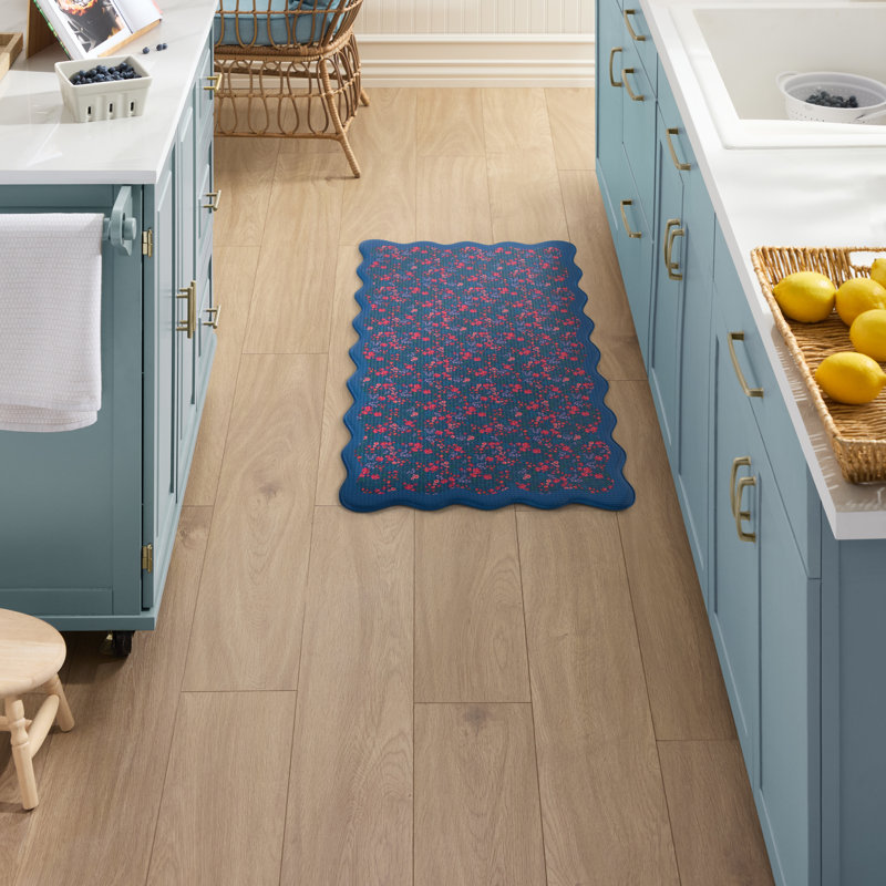 DRAPER JAMES Field Flowers Scallop Edge Comfort Kitchen Mat, Navy/Multicolor, 20"x39", Navy/Multicolor, Rectangle