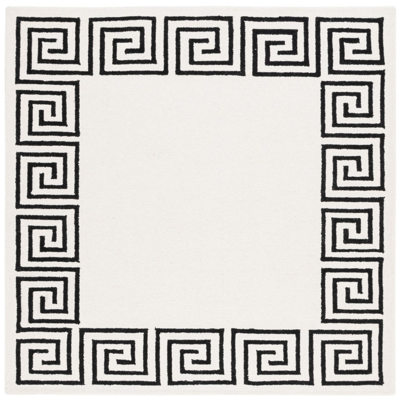 Tapis ivoire / noir Wommack Oakhur, Carré 6 pi