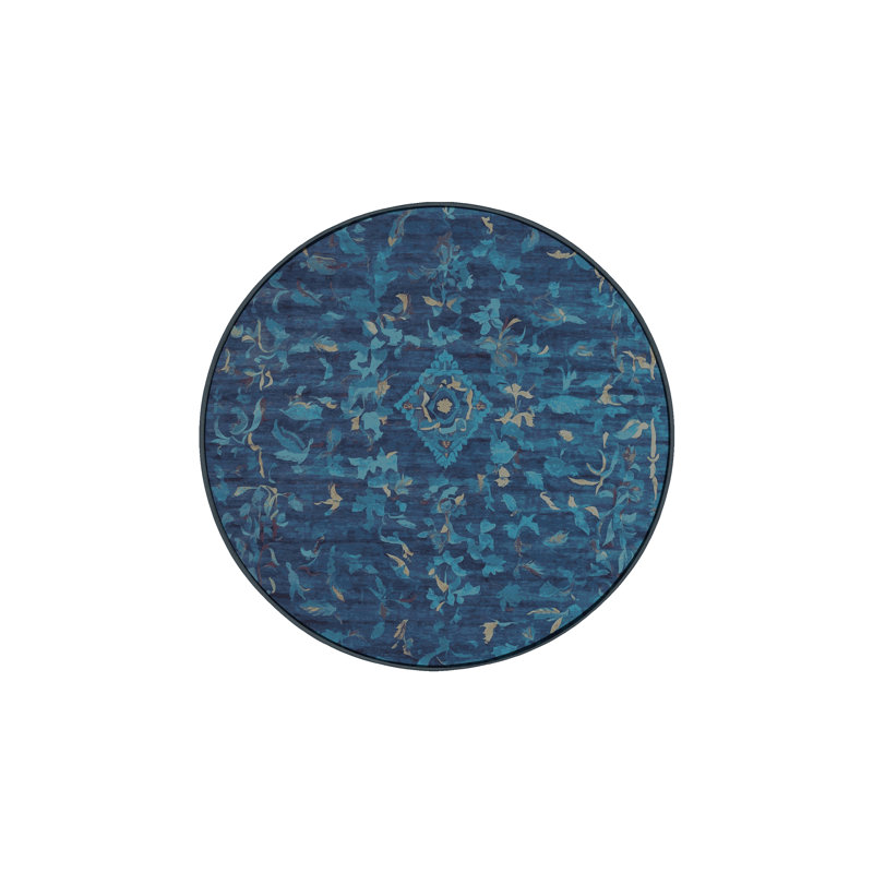 Machine Washable Gray Area Rug, Round 6'