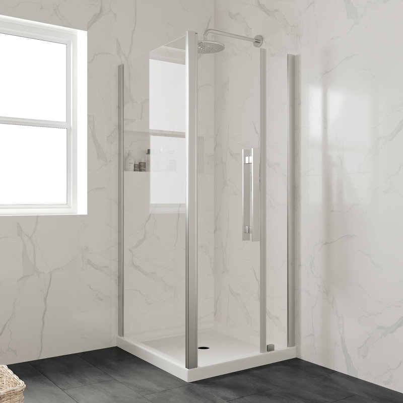 OVE Decors 36 po X P 32 po D Base de douche carrée, bonde centrale, acrylique blanc, conception réversible