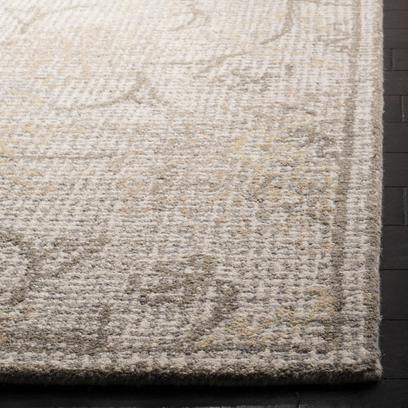 Sulema Hand Tufted Wool Floral Rug, Rectangle 9' x 12'