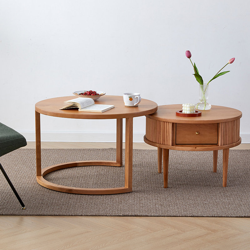 Ensemble de tables basses scandinaves en cerisier