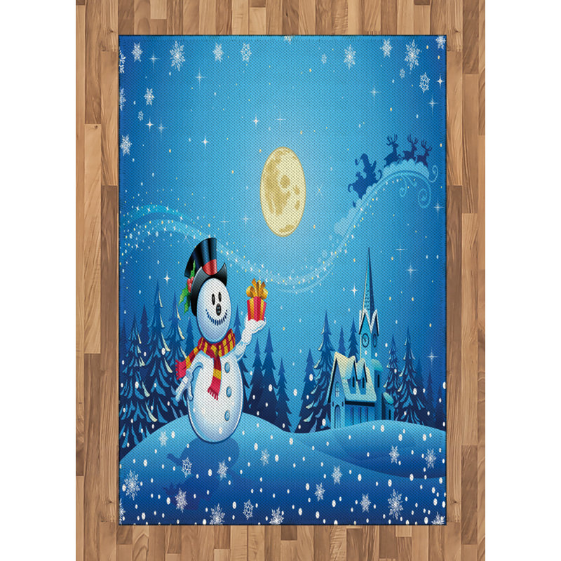 Tapis décoratif de Noël à haute densité en fibres de polyester à longs fils, Rectangle— 4 pi x 5 pi 8 po