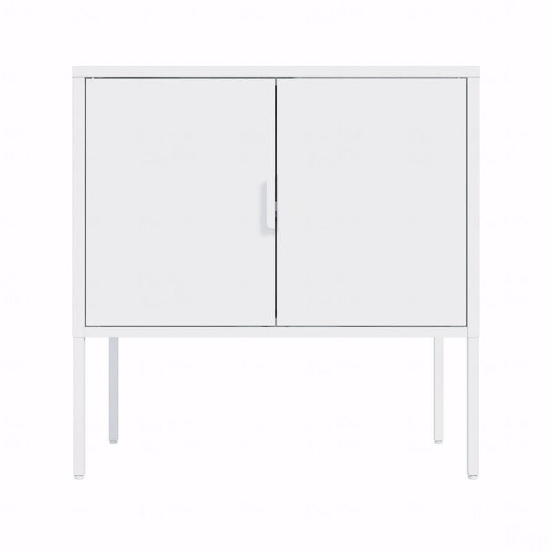 Armoire décorative moderne en métal 24 po - tablette réglable + pieds protecteurs de plancher (blanc)