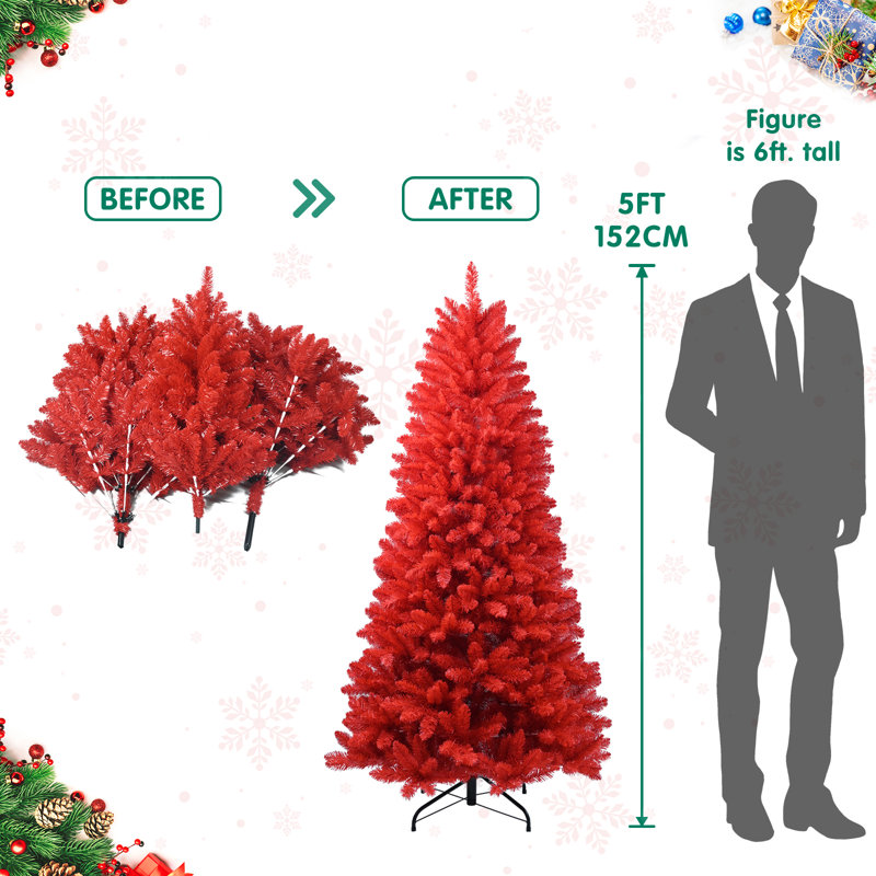 Arbre de Noël artificiel rouge, 5'