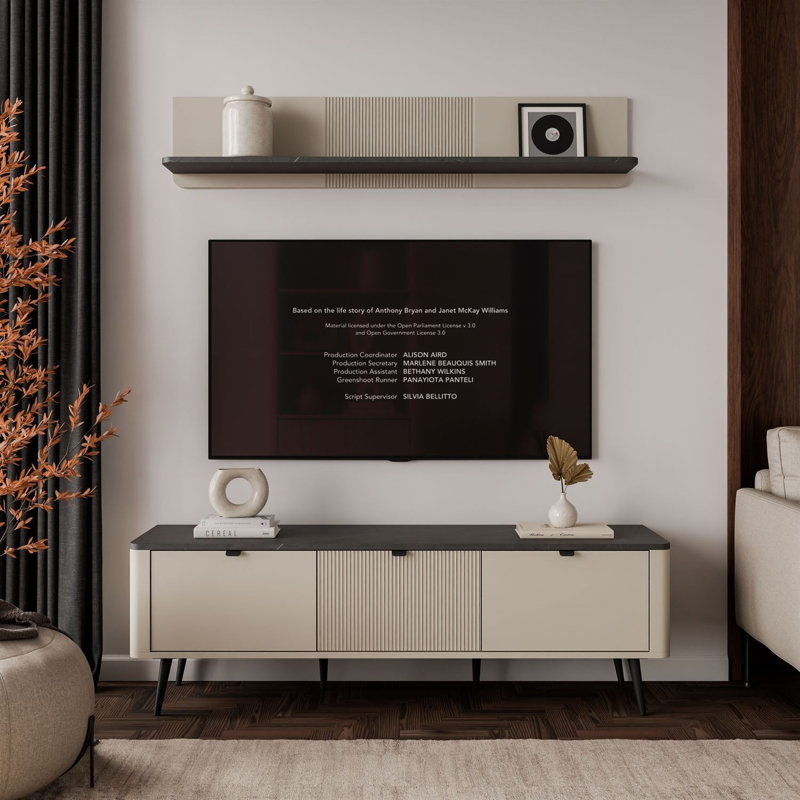 TV Stand for TVs up to 50", cashmere / grey stone