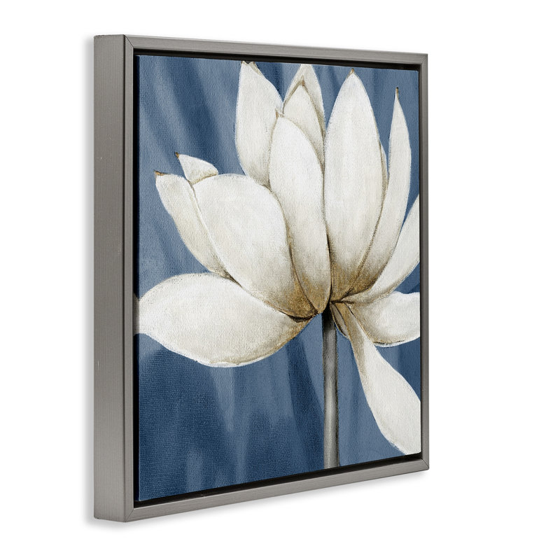 «White Lotus Petals» par Carol Robinson, Cadre flottant gris lustré, H 18 po x l 18 po