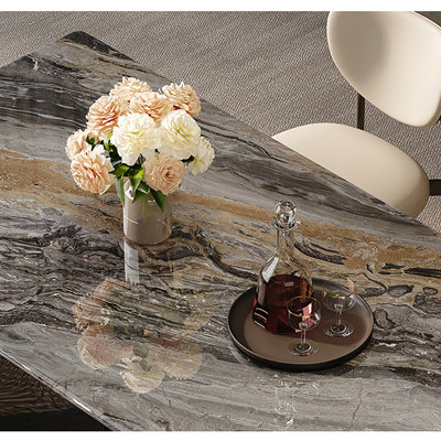 Brown Luxury Marble Rectangular Dining Tables