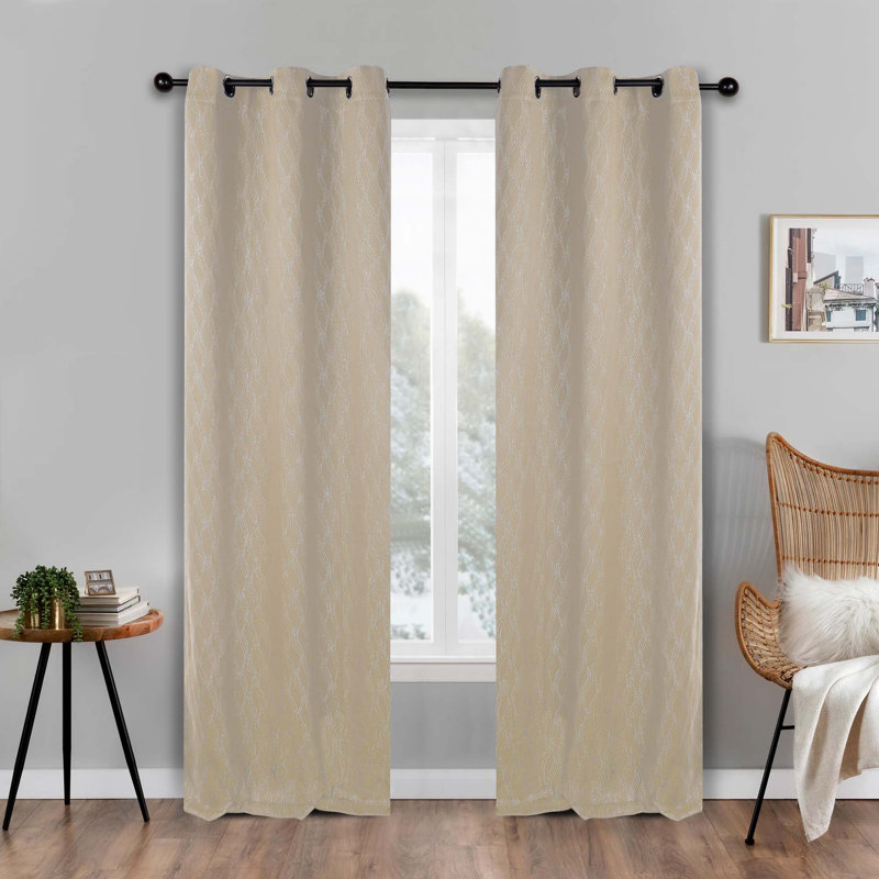 Paire de rideaux obscurcissants en polyester à texture moderne Vedder, Ivoire, l 42 po x L 108 po