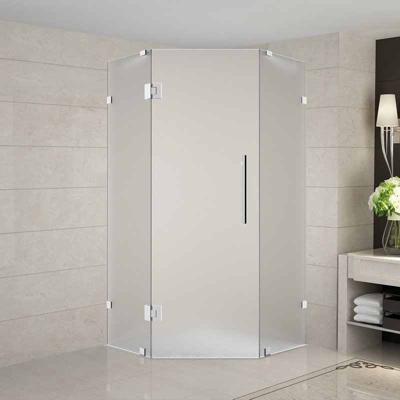 Neoscape 40" x 72" Neo Angle Hinged Shower Enclosure, Brushed Stainless Steel