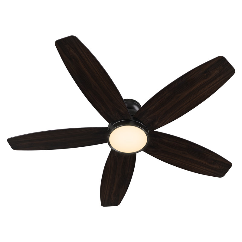52'' Ceiling Fan with LED Lights, Black, Dark Walnut