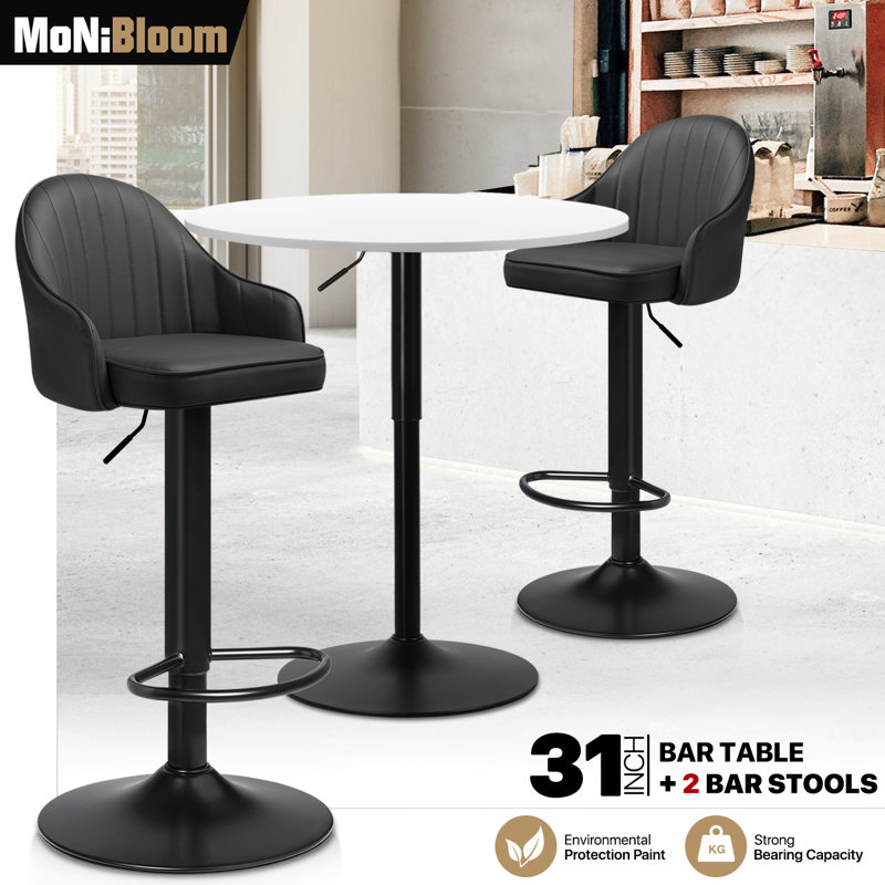 Ensemble de salle à manger Arabellarose L 31,5 x l 31,5, Noir, Blanc