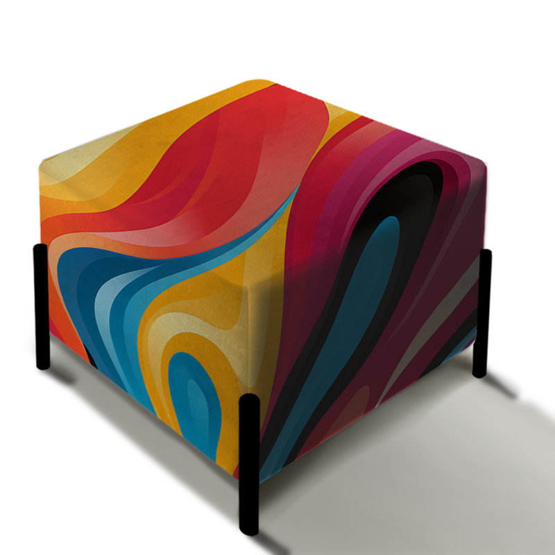 Multicolore tourbillon harmonieux vagues - repose-pieds carré abstrait