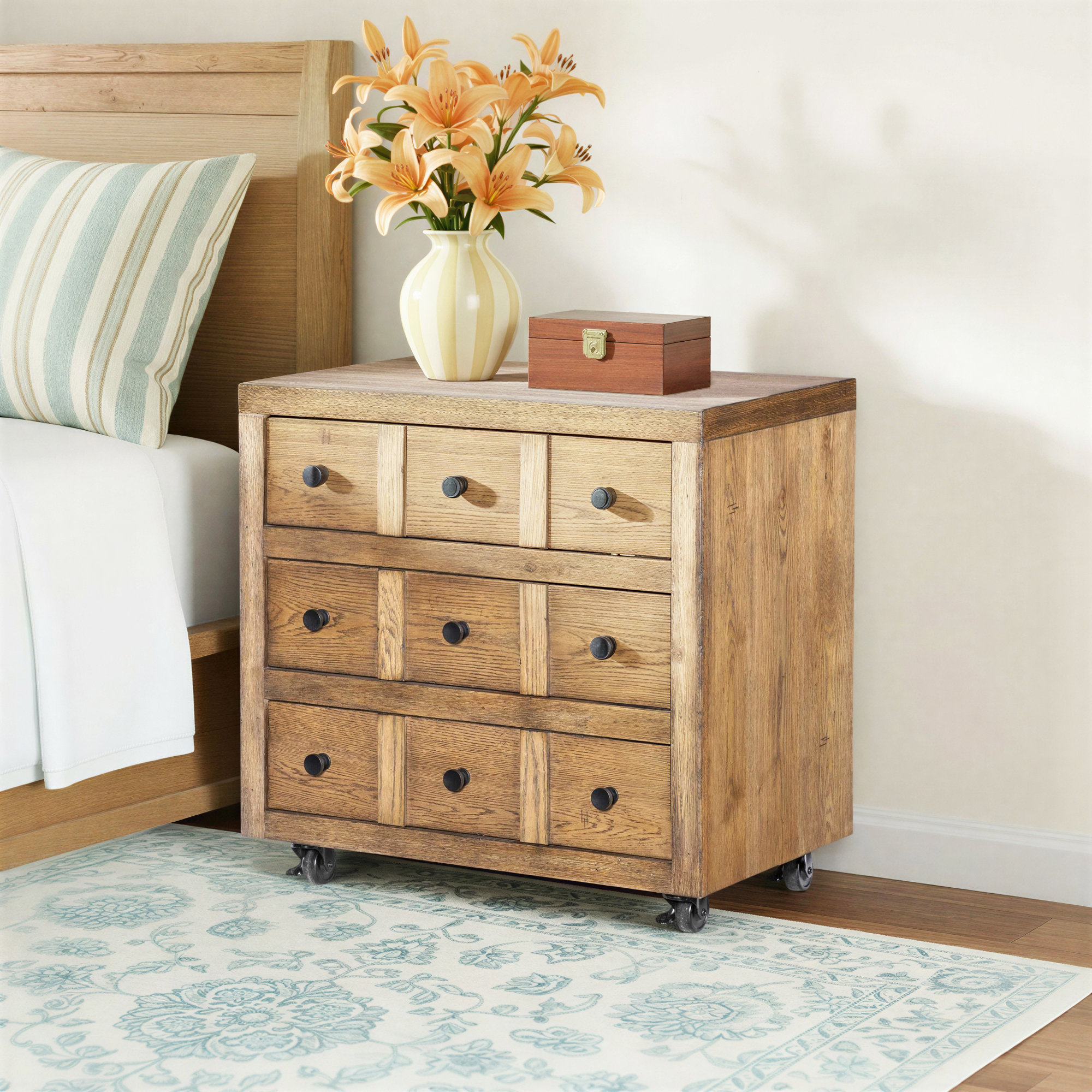 Country Living 3-Drawer Nightstand, Brown