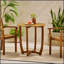Table d'appoint ronde en bois d'acacia durable avec charme rustique et conception résistante aux intempéries pour une utilisation sur le patio et le jardin-1405079789