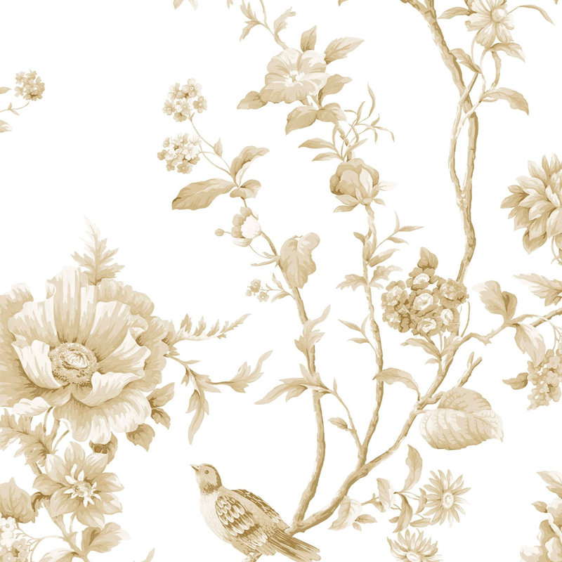 Martha Stewart Floral Vine Antique Gold Wallpaper, Gold