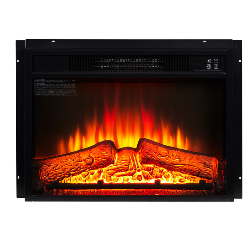 Foyer électrique encastré de 58 cm (23 po) 1400 W 120 V avec télécommande, commande tactile, flammes réalistes, plusieurs modes de flamme, idéal pour une pièce de 37 m² (400 pi²), design en verre trempé noir et plastique.