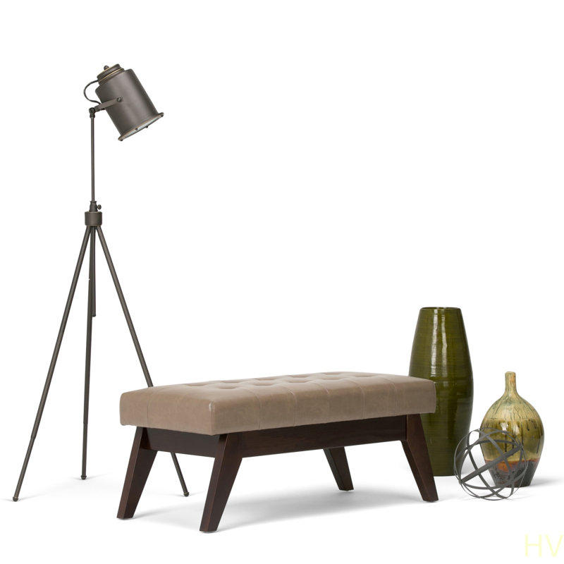 Banc de repose-pieds capitonné Draper, Gris