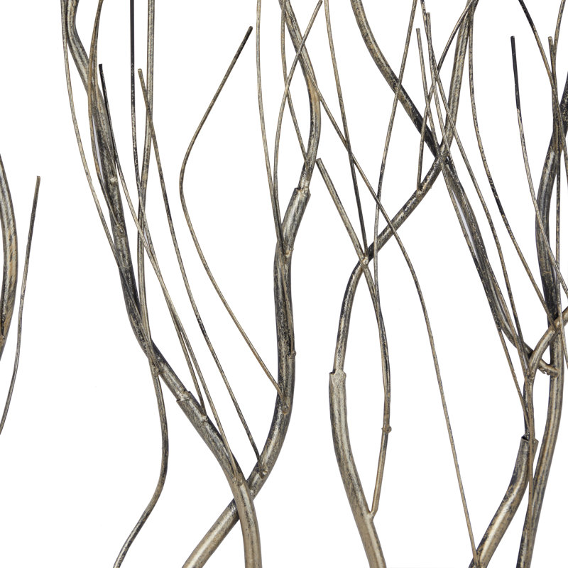 Metal Distressed Dimensional Branch Tree Home Wall Decor with Black Frame