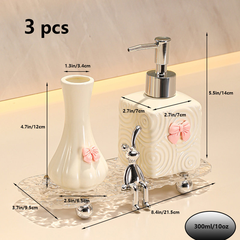 Ensemble de distributeur de savon pour salle de bain, Blanc