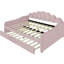 Lit de jour rembourré rose avec couchette - Velours confortable, structure stable et pratique-1325449048