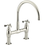 Parq Two-Hole Deck-Mount Kitchen Sink Faucet with 9" Gooseneck Spout and Tri Handles