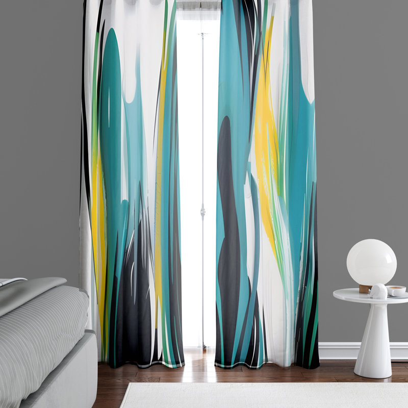 Danyla Semi Sheer Curtain Pair, 40" W x 52" L