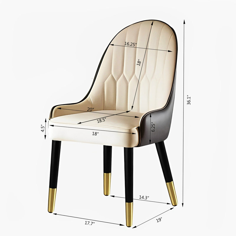 Paire de chaises en cuir pu de style Mid-Century Mid-Century - Blanc et brun moderne avec 2 pieds en cuir et en métal