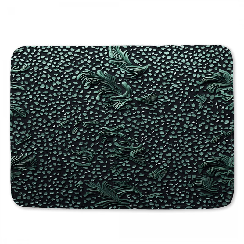 Abstract Leaf Pattern Bath Mat, 24in W x 17in L