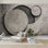 Papier peint auto-adhésif à motif de cercles géométriques abstraits monochromes en papier contact mural amovible pour chambre à coucher H 100 po x l 144 po