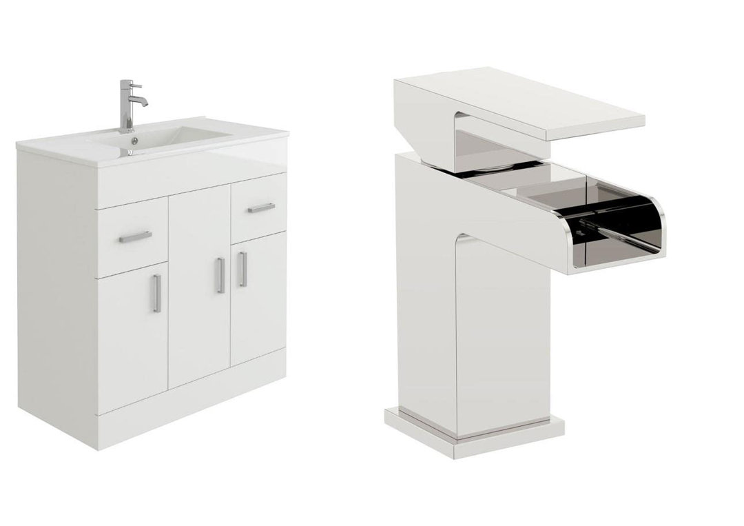 VeeBath Sphinx 800mm Vanity Sink Unit & Waterfall Basin Mixer Tap