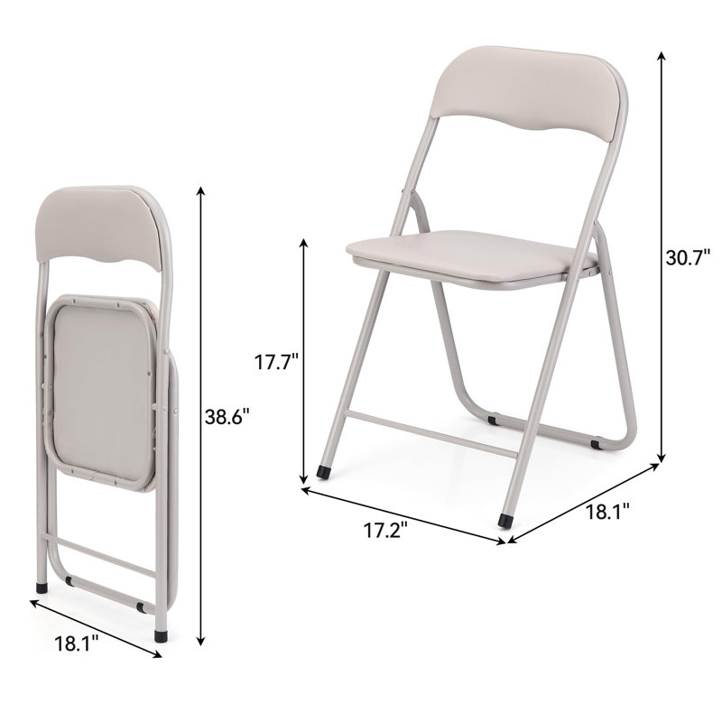 Ensemble de 4 chaises pliantes avec coussin rembourré pour l'extérieur et l'intérieur, Beige