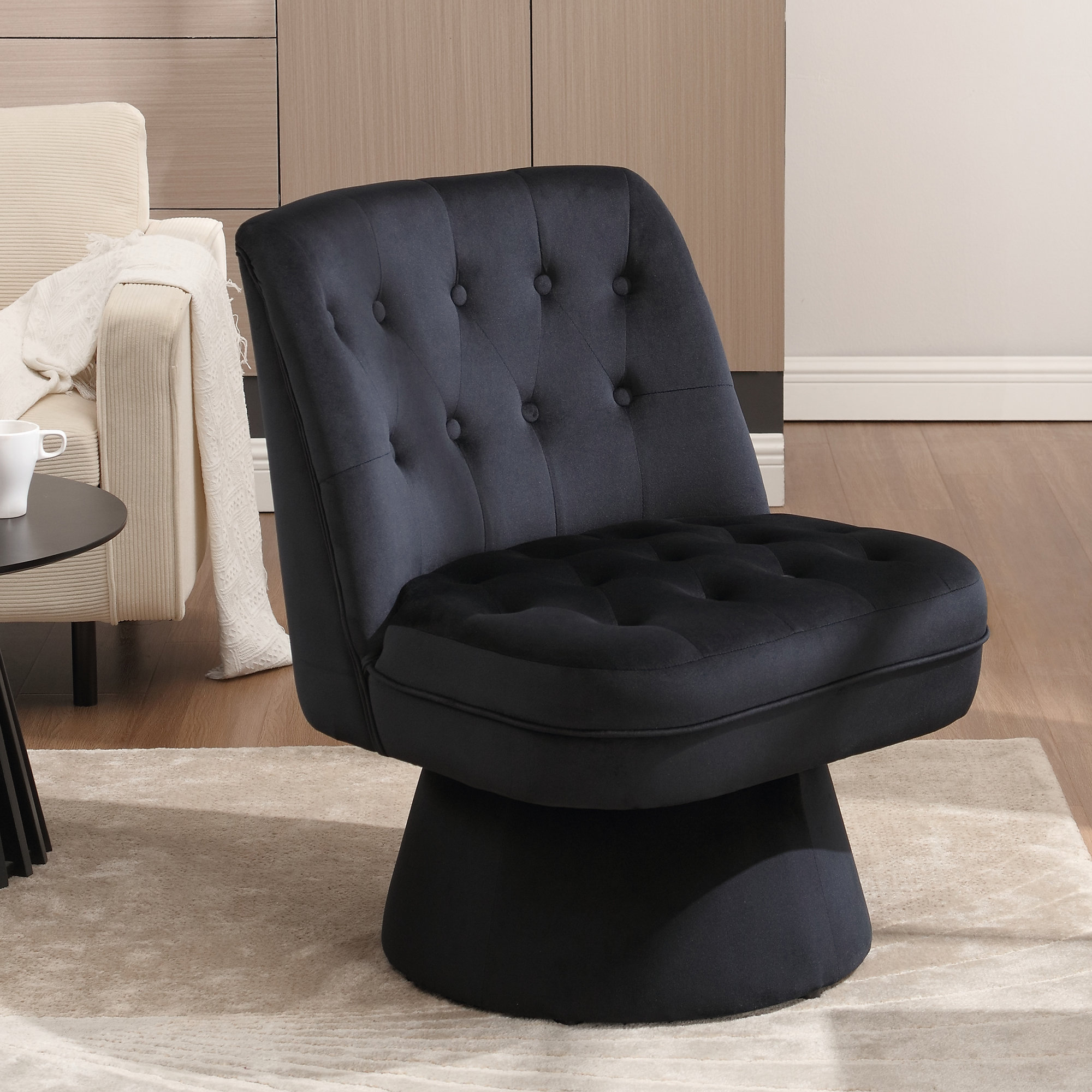 Latitude Run® Corrstown Swivel Barrel Tufted Accent Chair - Wayfair Canada