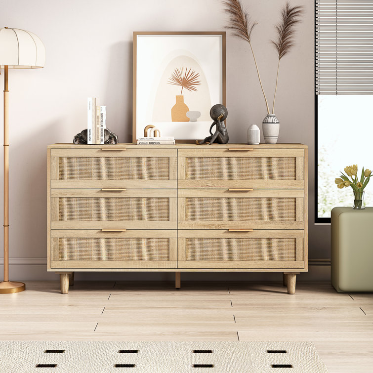 Storage Cabinet With 6 Rattan Drawer