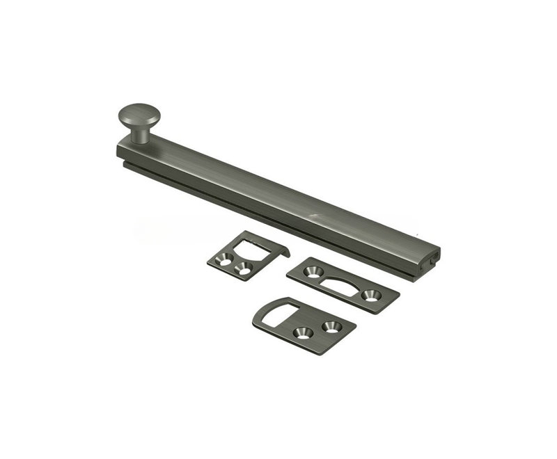 Deltana 6SBCS15A 6" Surface Bolt, Concealed Screw, HD in Antique Nickel, 1.9375" H x 6" W x 1.5625" D, Antique Nickel
