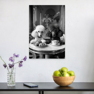«Chic Poodle Breakfast Classic Vintage Dog», reproduction d'art murale